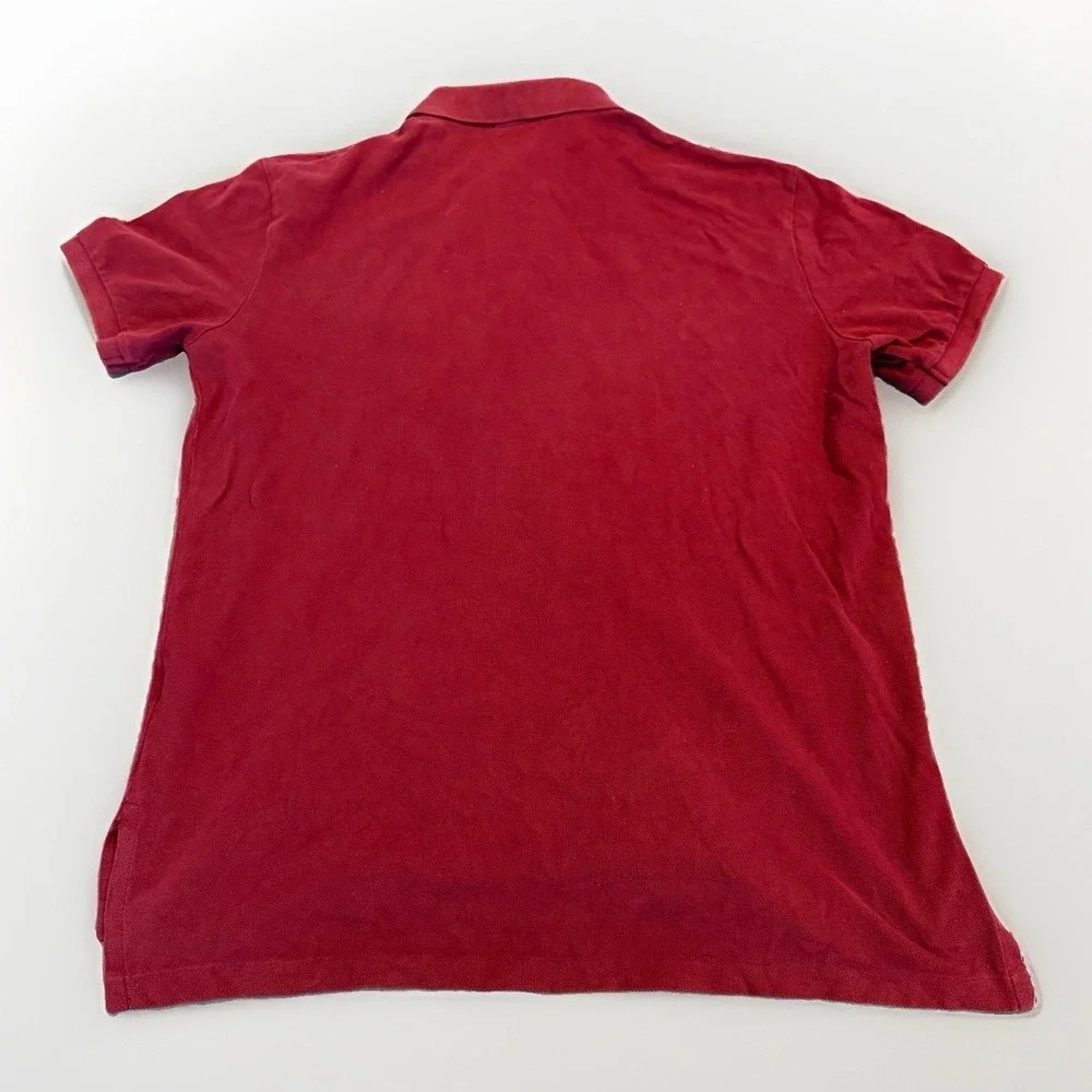 Polo Ralph Lauren Polo Shirt Mens L Burgundy  Big Pony Custom Fit Preppy Sporty